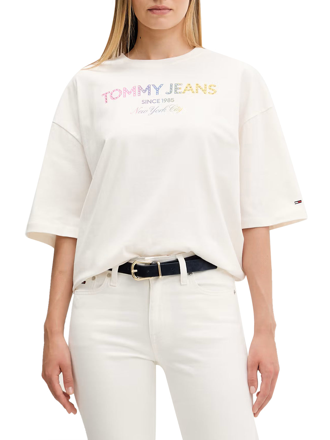 TOMMY JEANS 1USCITA Tommy Jeans T-Shirt Logo Frontale Bianco Ancient White