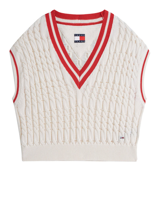 TOMMY JEANS 1USCITA Tommy Jeans Maglia Scollo a V Bianco Ancient White