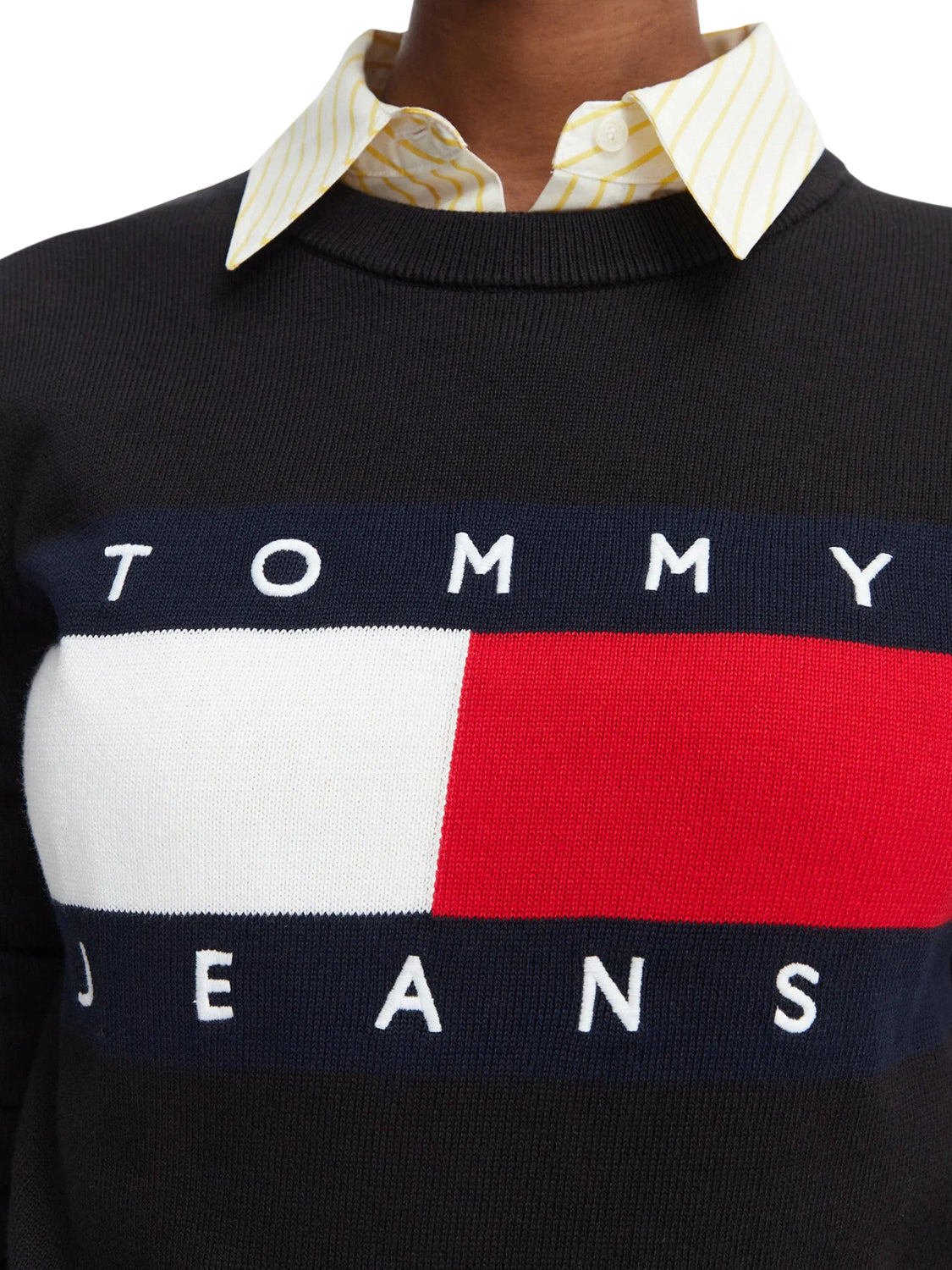 TOMMY JEANS 1USCITA Tommy Jeans Maglia Logo Frontale Nero BLACK