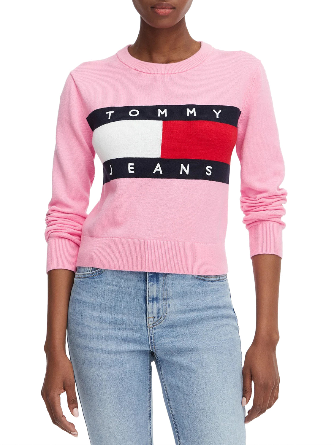 TOMMY JEANS 1USCITA Tommy Jeans Maglia Logo Frontale Rosa Pink Daisy