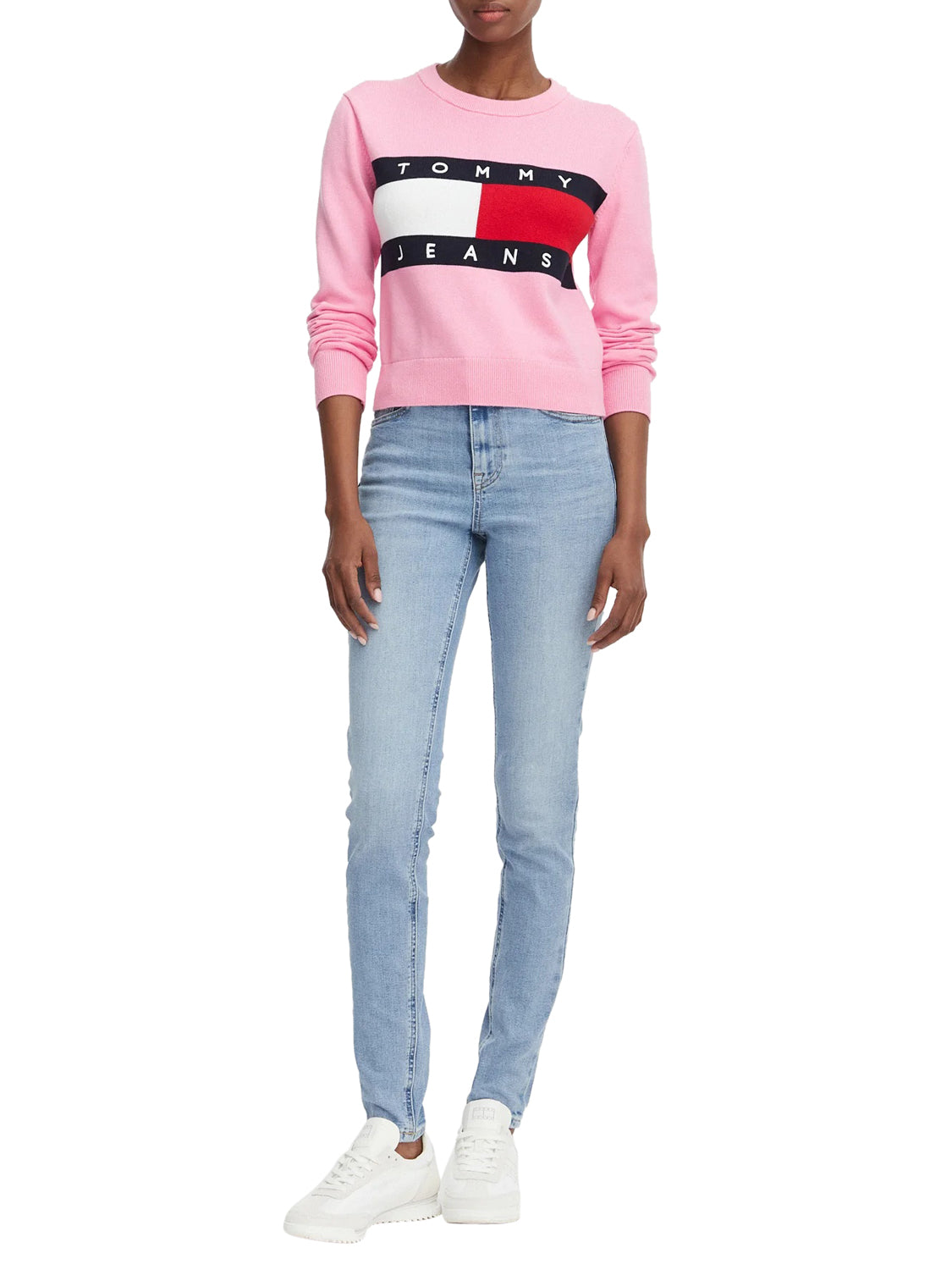 TOMMY JEANS 1USCITA Tommy Jeans Maglia Logo Frontale Rosa Pink Daisy