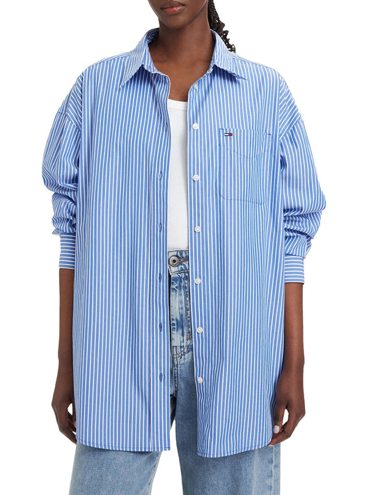 TOMMY JEANS 1USCITA Tommy Jeans Camicia Logo Frontale Celeste Noble Blue / Stripe