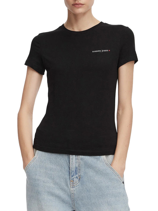 TOMMY JEANS 1USCITA Tommy Jeans T-Shirt Logo Frontale Nero BLACK