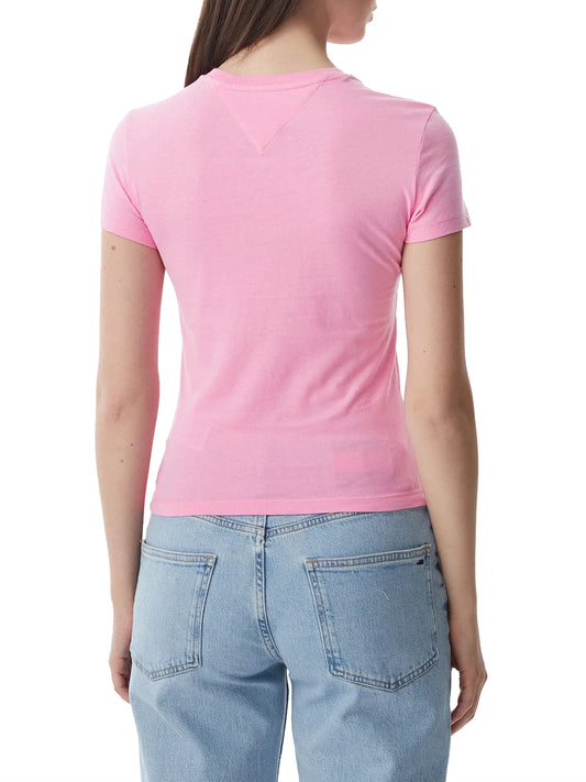 TOMMY JEANS 1USCITA Tommy Jeans T-Shirt Logo Frontale Rosa Pink Daisy