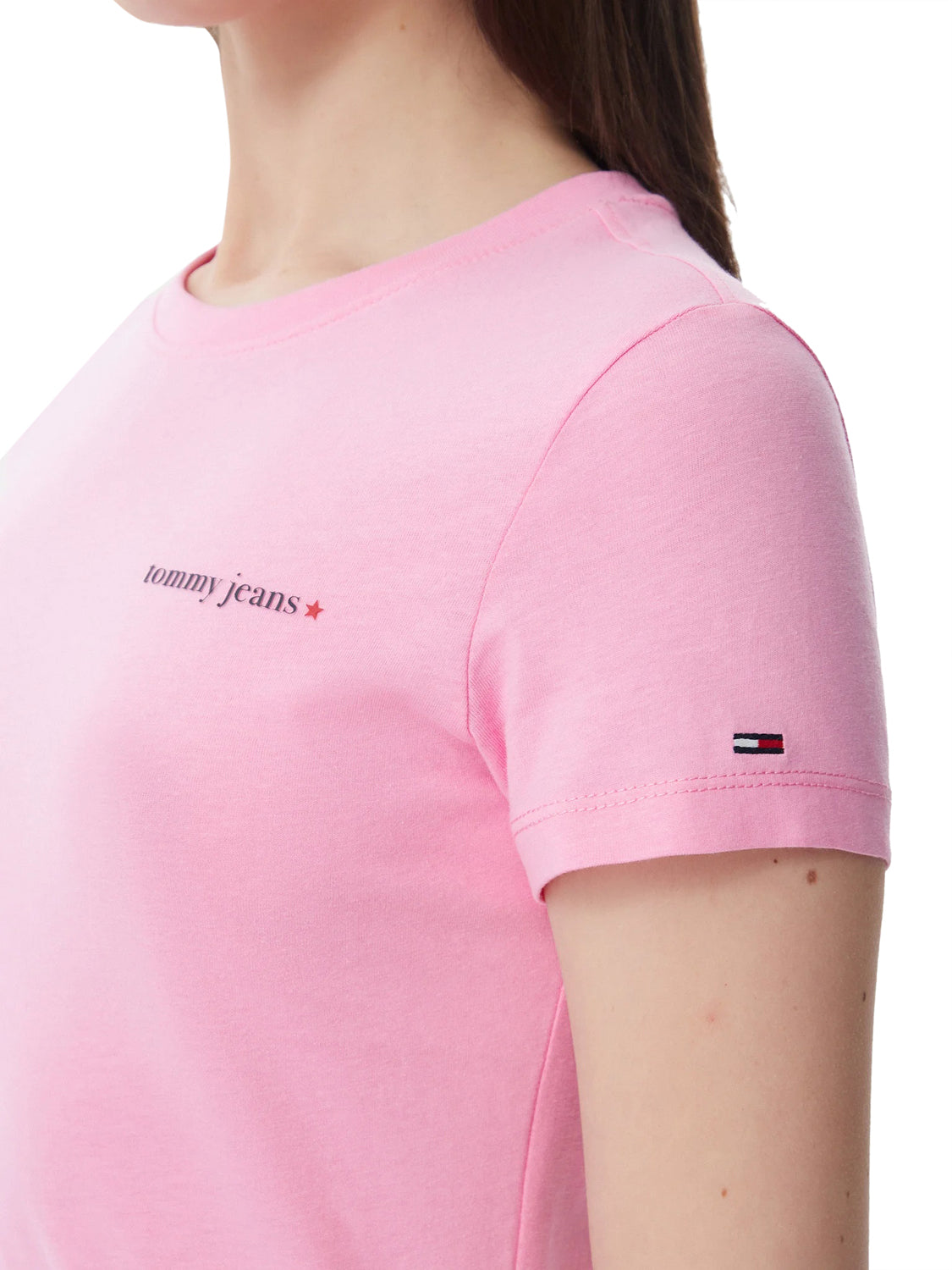 TOMMY JEANS 1USCITA Tommy Jeans T-Shirt Logo Frontale Rosa Pink Daisy