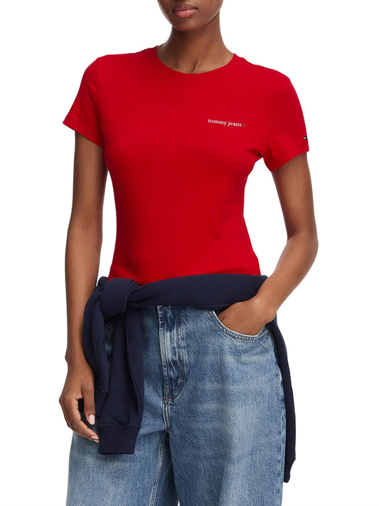 TOMMY JEANS 1USCITA Tommy Jeans T-Shirt Logo Frontale Rosso Amaryllis Red
