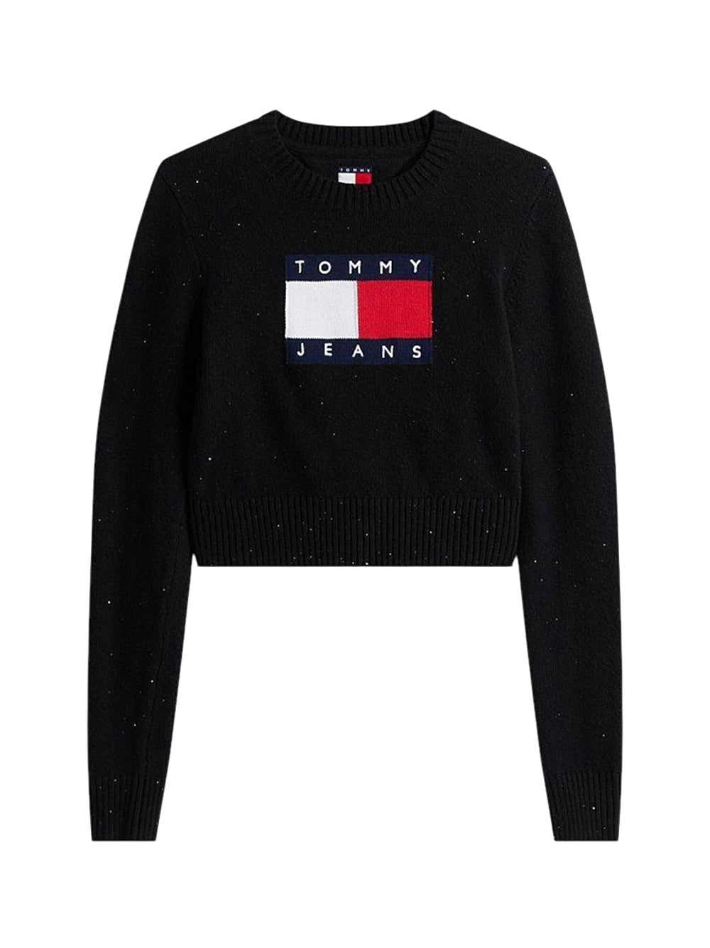 TOMMY JEANS 2USCITA Pullover Tommy Hilfiger slim fit con paillettes e bandiera Nero BLACK