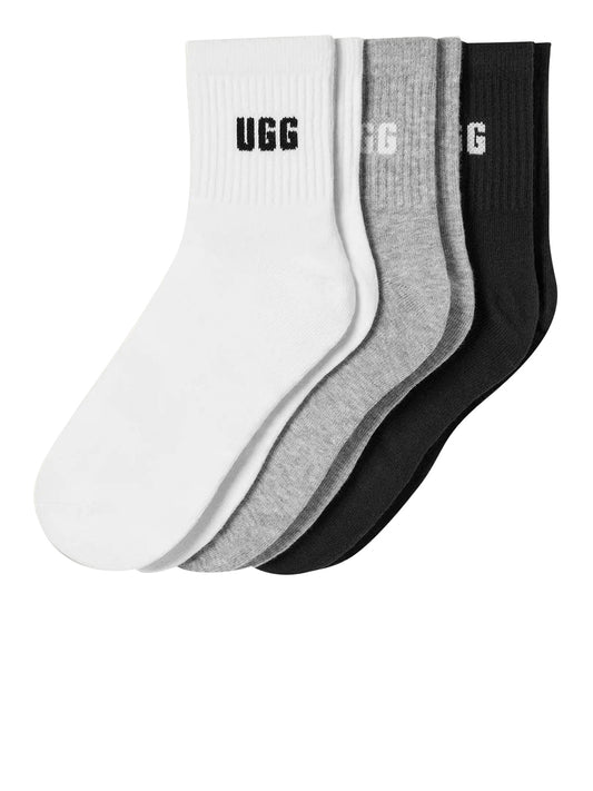 UGG Calzini Ugg Quinlin Logo Quarter 3 Pack Nero Bianco Nimbus / Grey Heather / Black