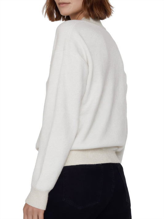 Maglia Donna Lupetto Con Lurex Nelle Costine Avorio