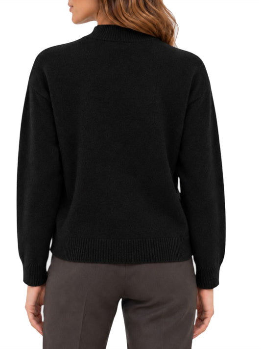 Maglia Donna Lupetto Con Lurex Nelle Costine Nero