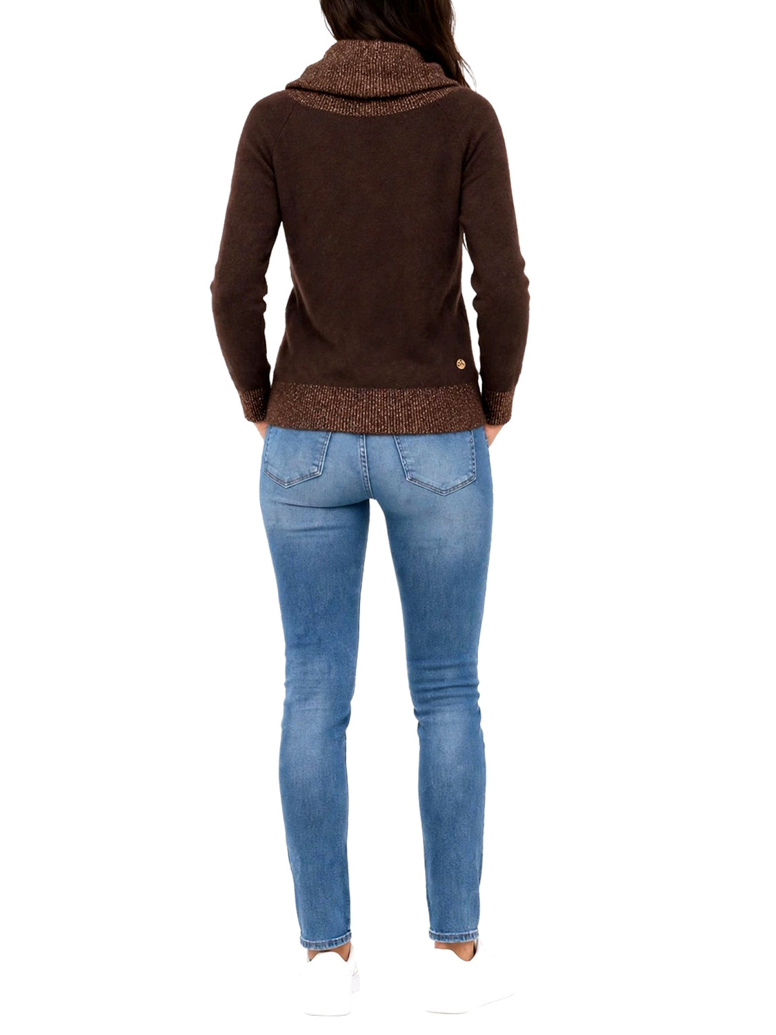 YES ZEE Maglia Donna Collo Ad Anello Con Lurex Marrone Yes Zee - Marrone Marrone