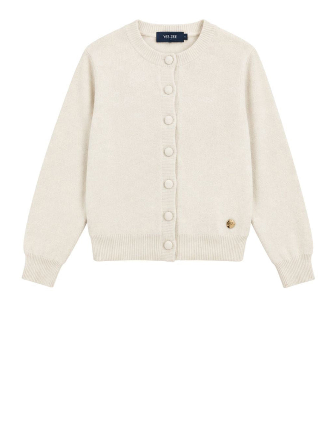 YES ZEE Yes Zee Maglia Donna Cardigan Girocollo Con Lurex Avorio Avorio
