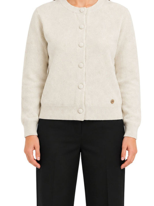 YES ZEE Yes Zee Maglia Donna Cardigan Girocollo Con Lurex Avorio Avorio