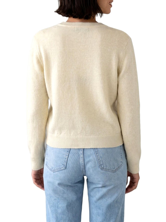 Yes Zee Maglia Donna Cardigan Girocollo Con Lurex Avorio