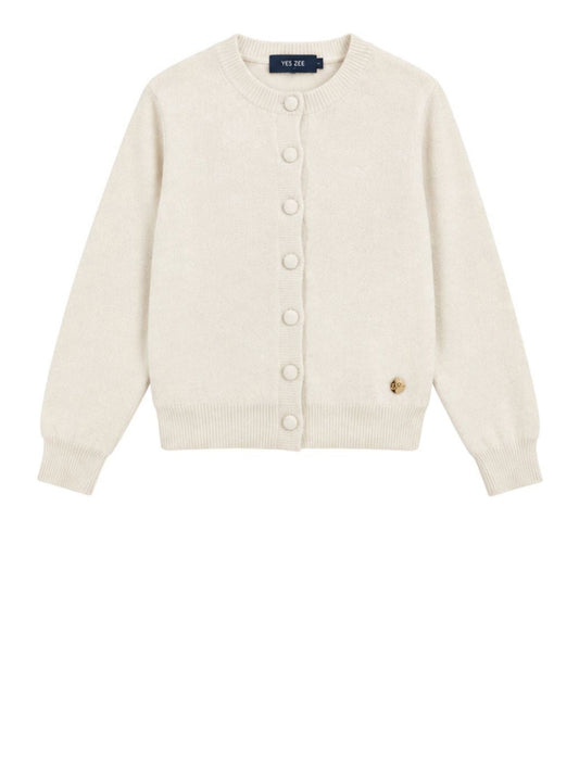 YES ZEE Yes Zee Maglia Donna Cardigan Girocollo Con Lurex Avorio Avorio