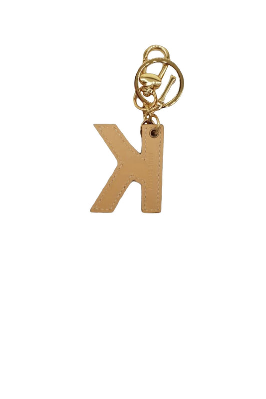 Portachiavi Unisex Lettera K Stampa Geo Bianc