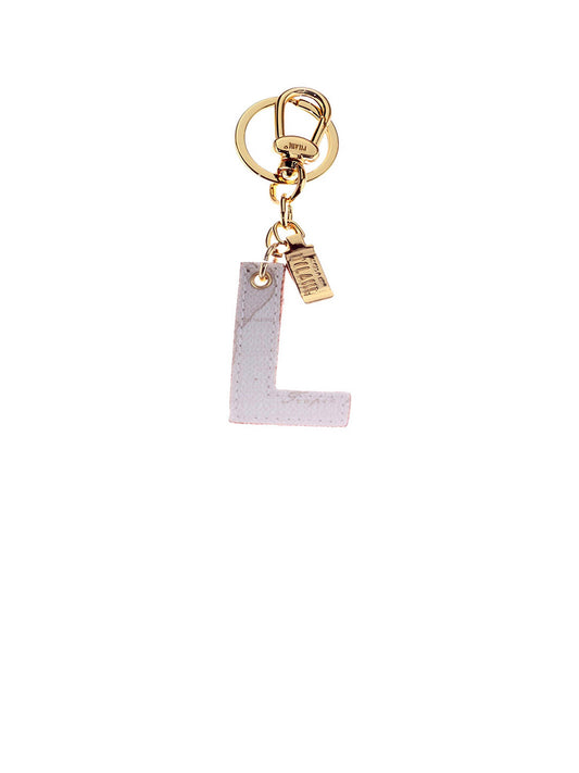Portachiavi Unisex Lettera L Stampa Geo Bianco