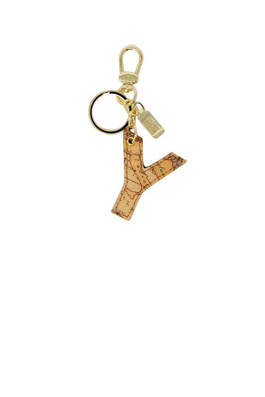 Portachiavi Unisex Naturale in ecopelle con lettera