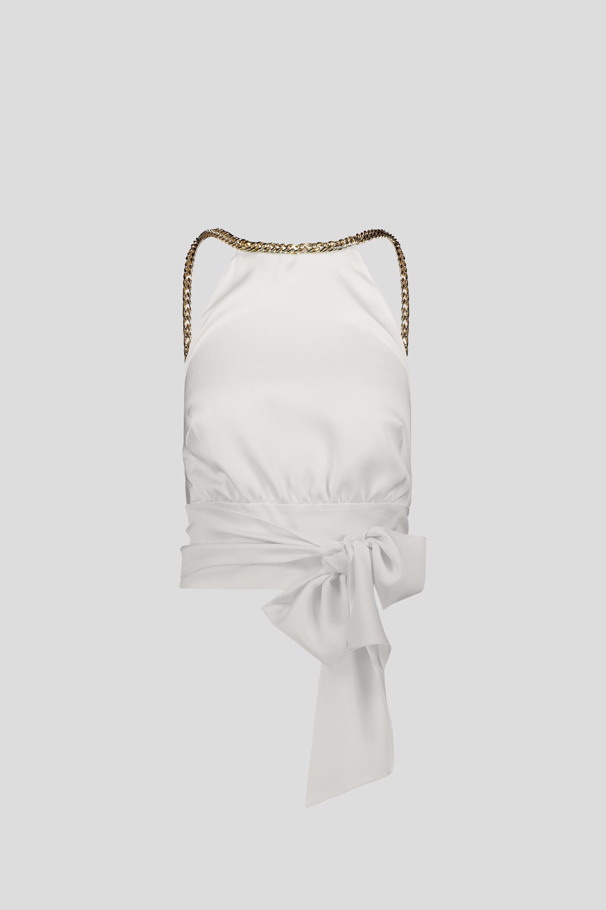 NATHI' LUXURY Top Americana Con Catena Bianco Bianco