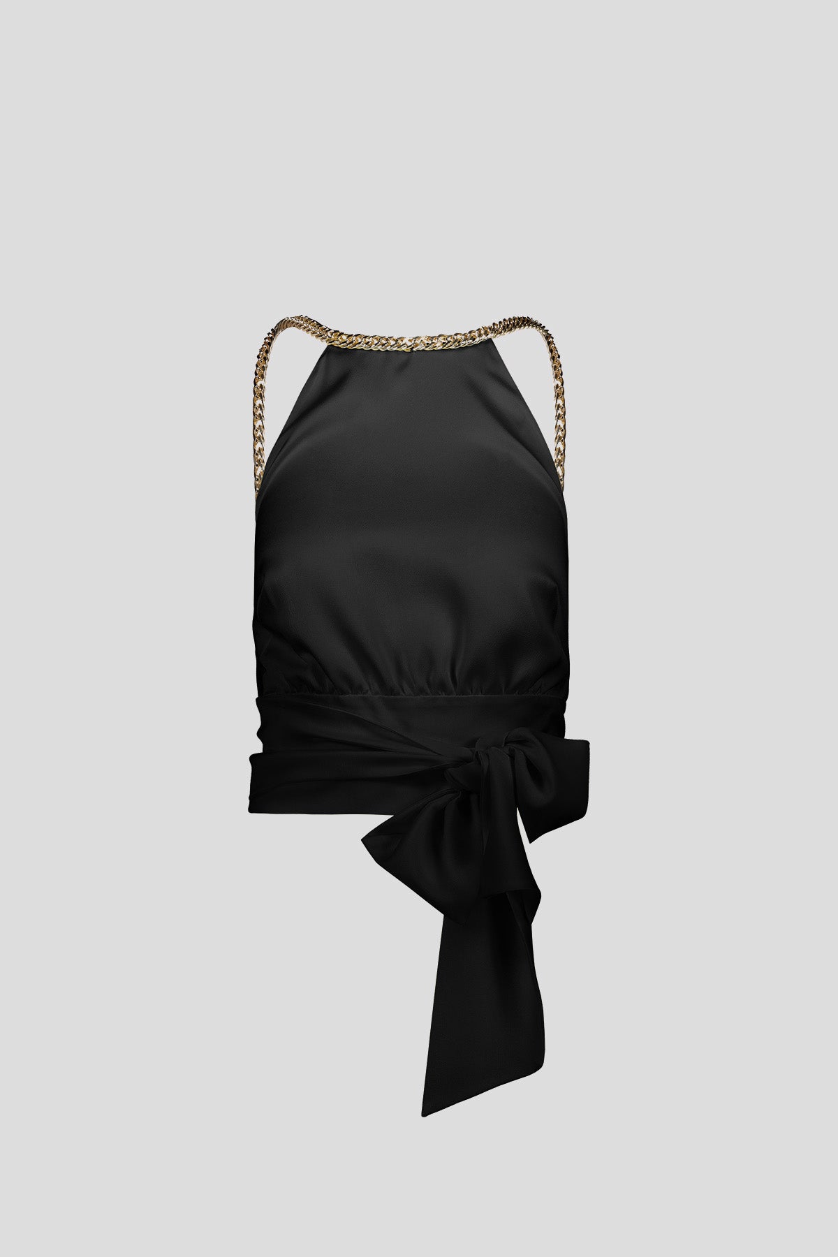 NATHI' LUXURY Top Americana Con Catena Nero Nero