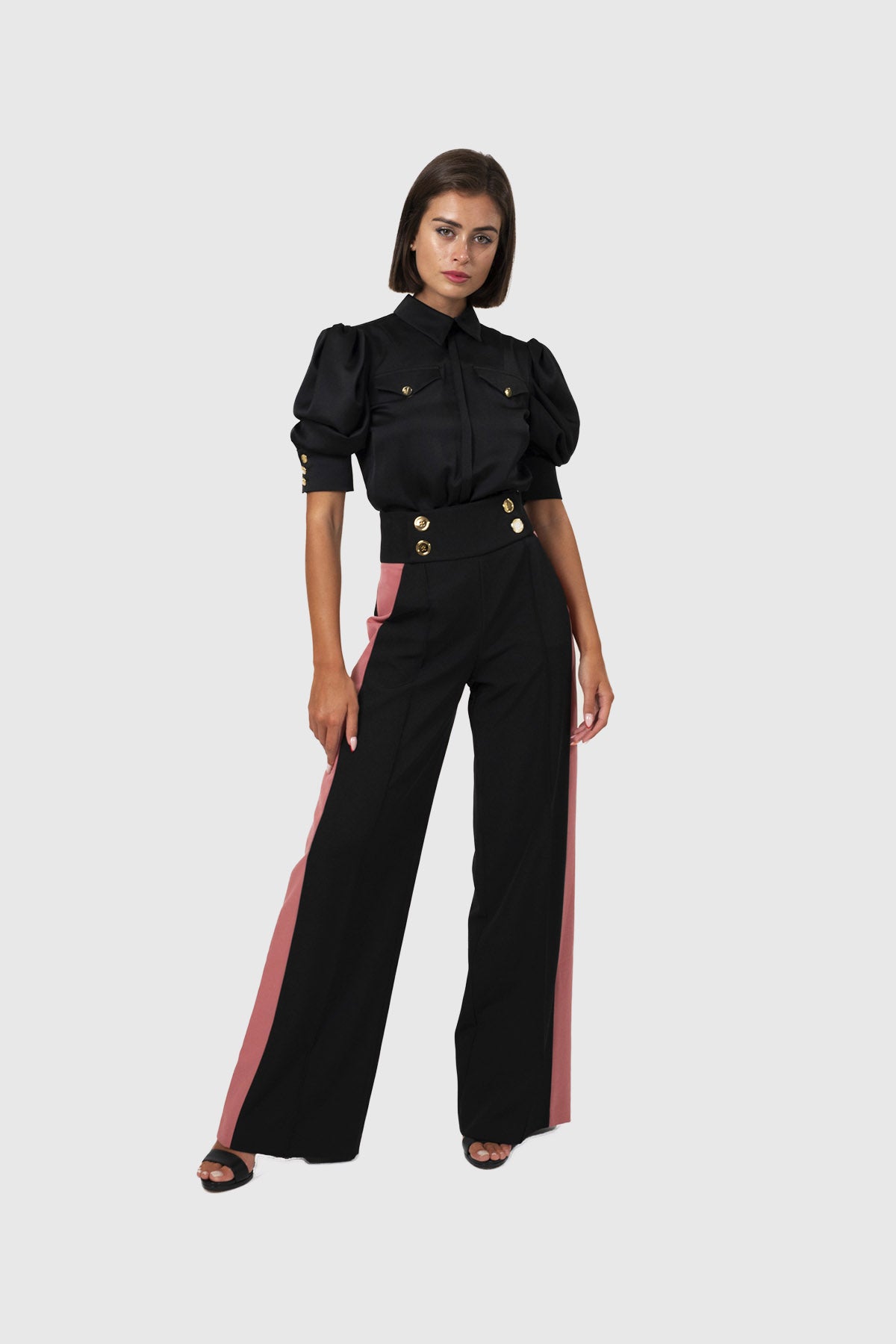 NATHI' LUXURY Pantalone Elegante Nero/Rosa Nero/rosa