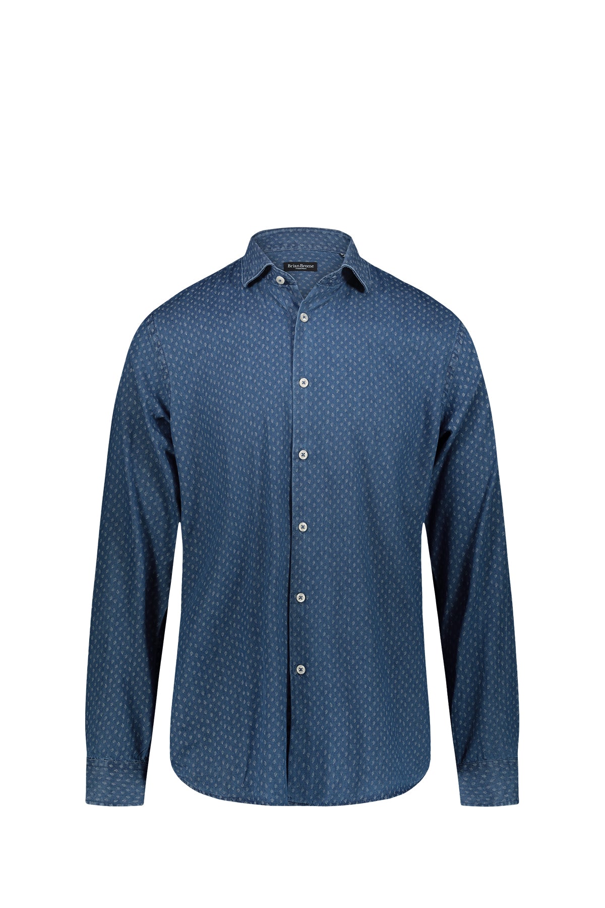 BRIAN BROME Camicia Denim Con Fantasia Blu Blu