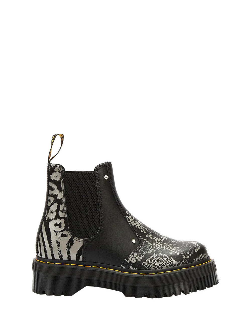 DR MARTENS Anfibio Donna2976 QUAD ANIMAL in pelle con stampa animalier Nero/grigio