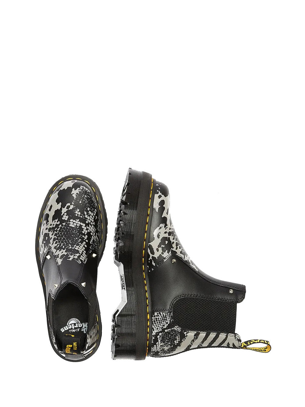 DR MARTENS Anfibio Donna2976 QUAD ANIMAL in pelle con stampa animalier Nero/grigio