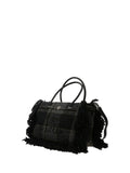 LE PANDORINE Shopper Donna con frange sui bordi DKGREY