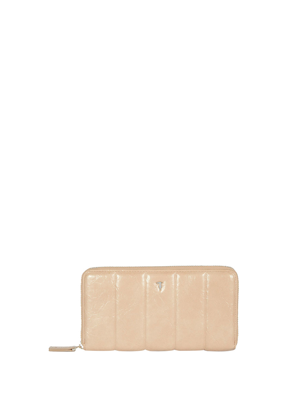 TRUSSARDI PRE Portafoglio Donna con chiusura zip e scomparti interni Beige