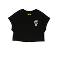 T-shirt Unisex nera a maniche corte con stampa sul retro