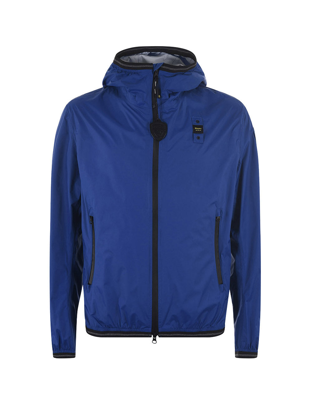 BLAUER Giubbotto Uomo Blu antivento con cappuccio Blu
