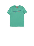 T-shirt Bambino Verde in cotone con logo brand