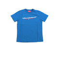 T-shirt Bambino Blu in cotone con lettering brand