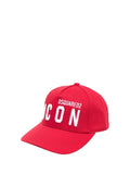 DSQUARED ICON Cappello Unisex Ragazzo in cotone con visiera rigida Rosso
