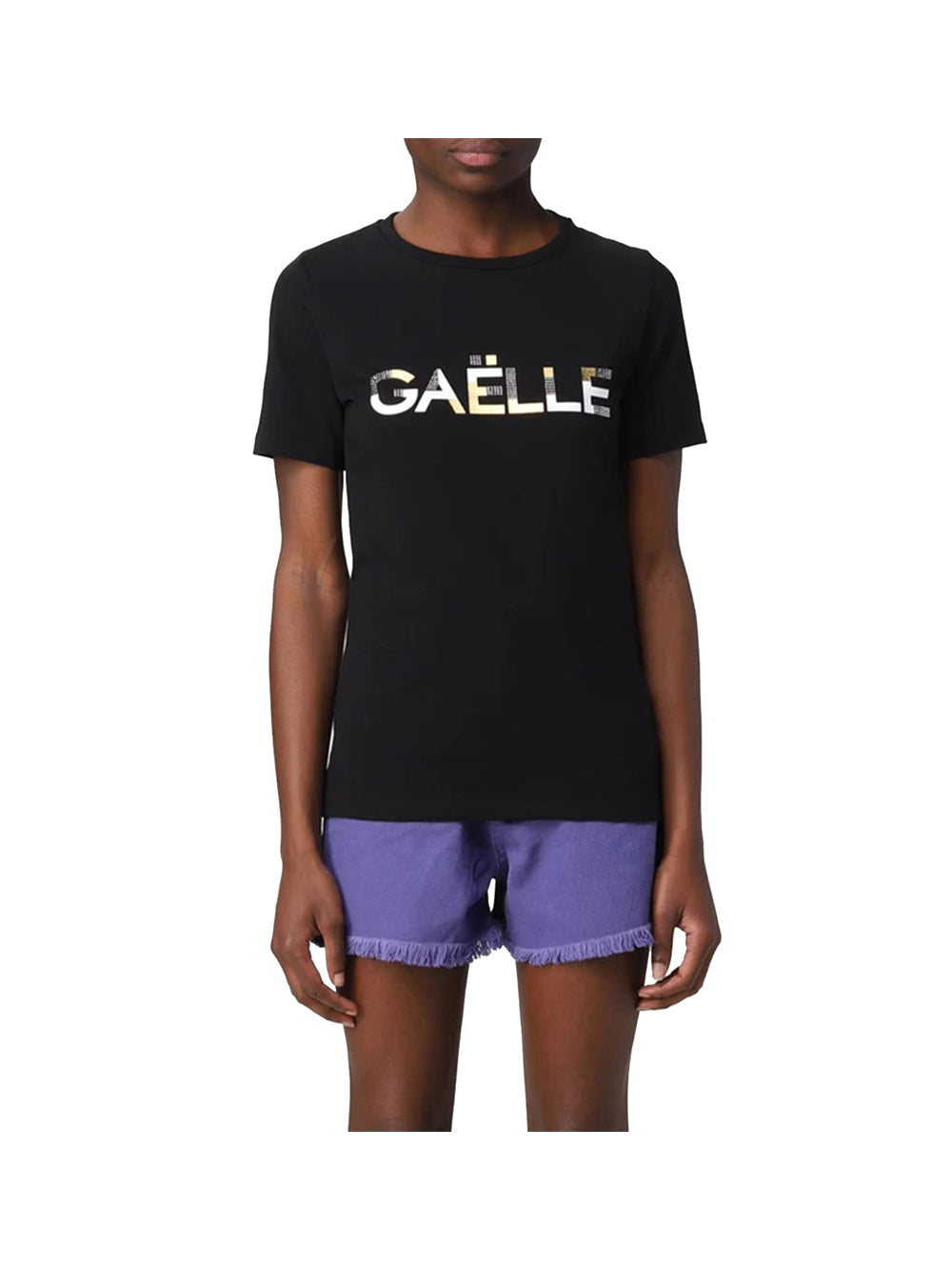 GAELLE PARIS 2USCITA T-shirt Donna Nero girocollo con stampa logo Nero