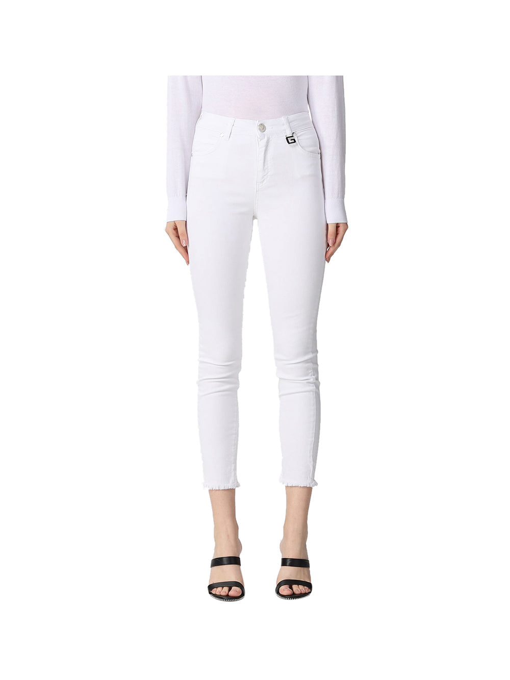 GAELLE PARIS Jeans Donna Bianco in cotone Bianco