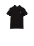 LACOSTE T-shirt Uomo Nera con bande logate laterali Nero
