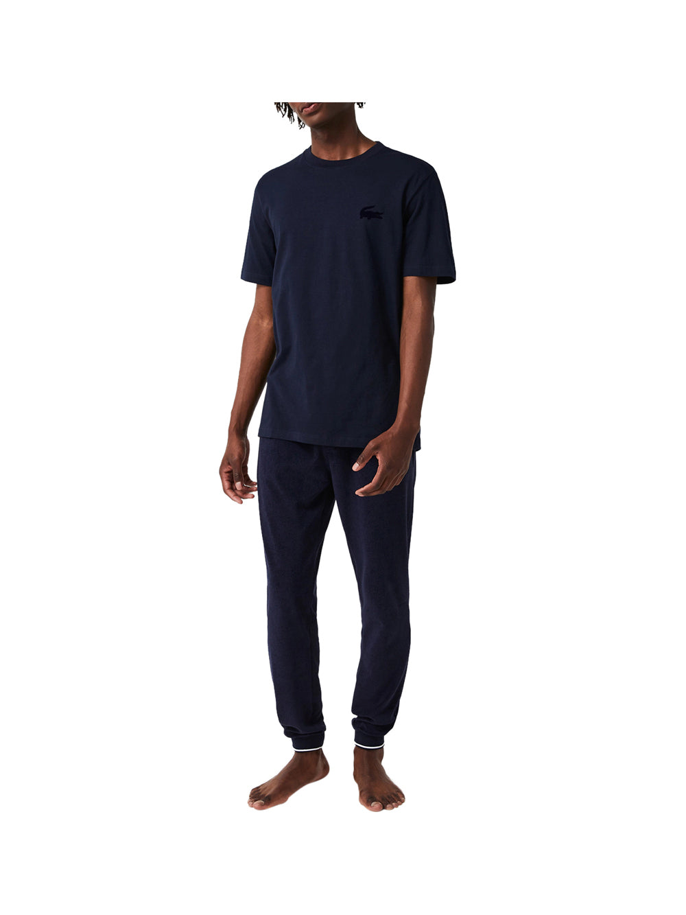 LACOSTE UNDERWEAR T-shirt Uomo Blu Navy a maniche corte con logo NAVY