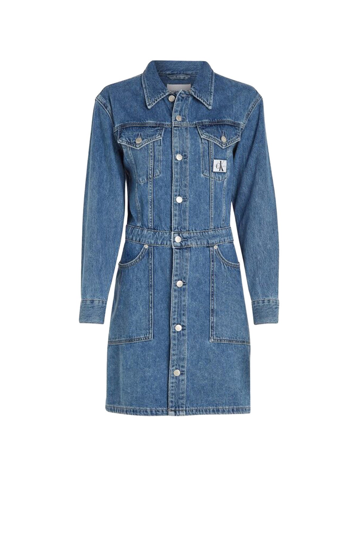 CALVIN2 1USCITA Abito Logo Sul Petto Donna Denim DENIM