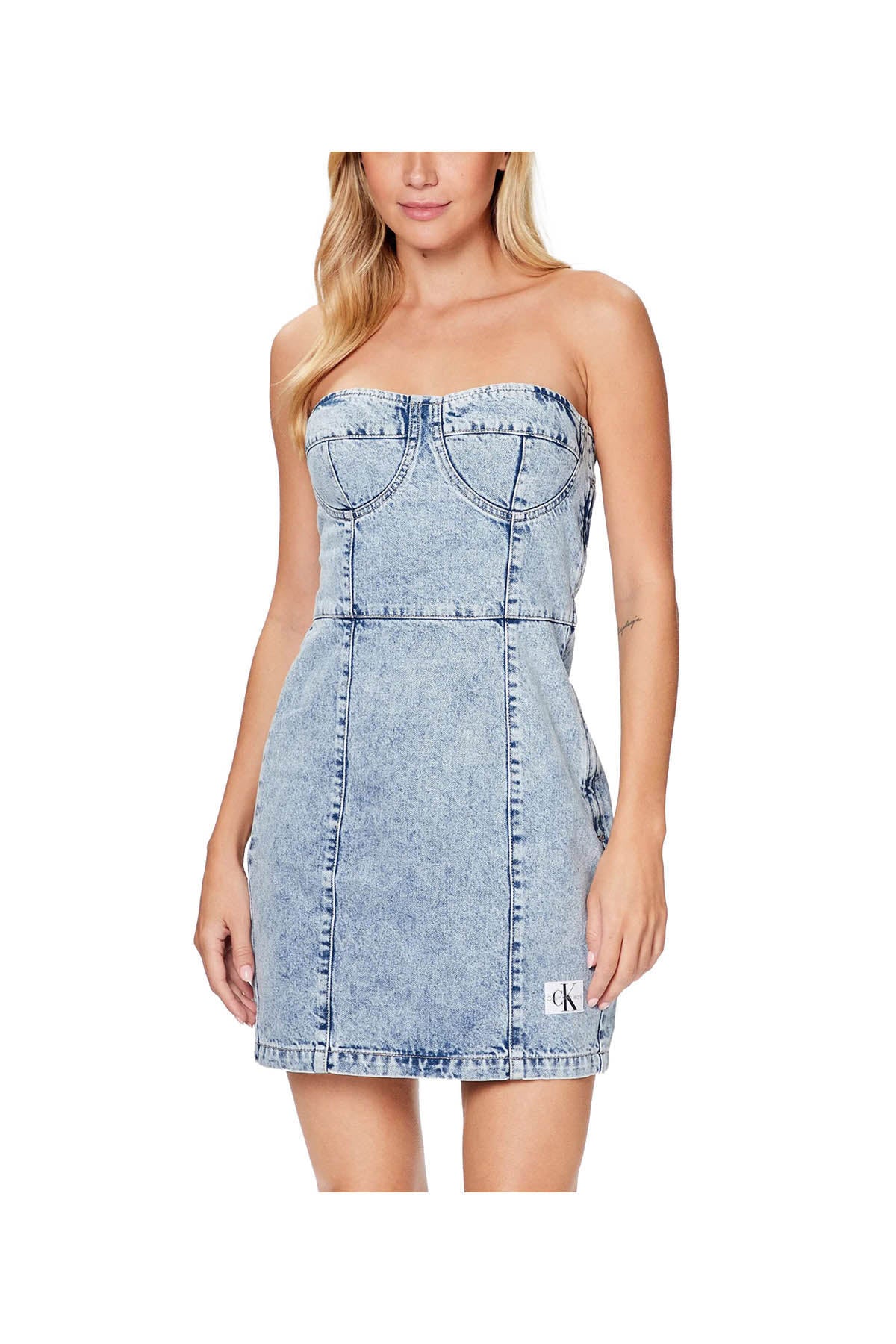 CALVIN2 1USCITA Abito Donna Logo Frontale Denim DENIM