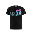 DSQUARED ICON T-Shirt Unisex Con Stampa Logo Nero Nero