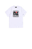 DSQUARED2 T-Shirt Logo Frontale A Contrasto Bambino Bianco Bianco