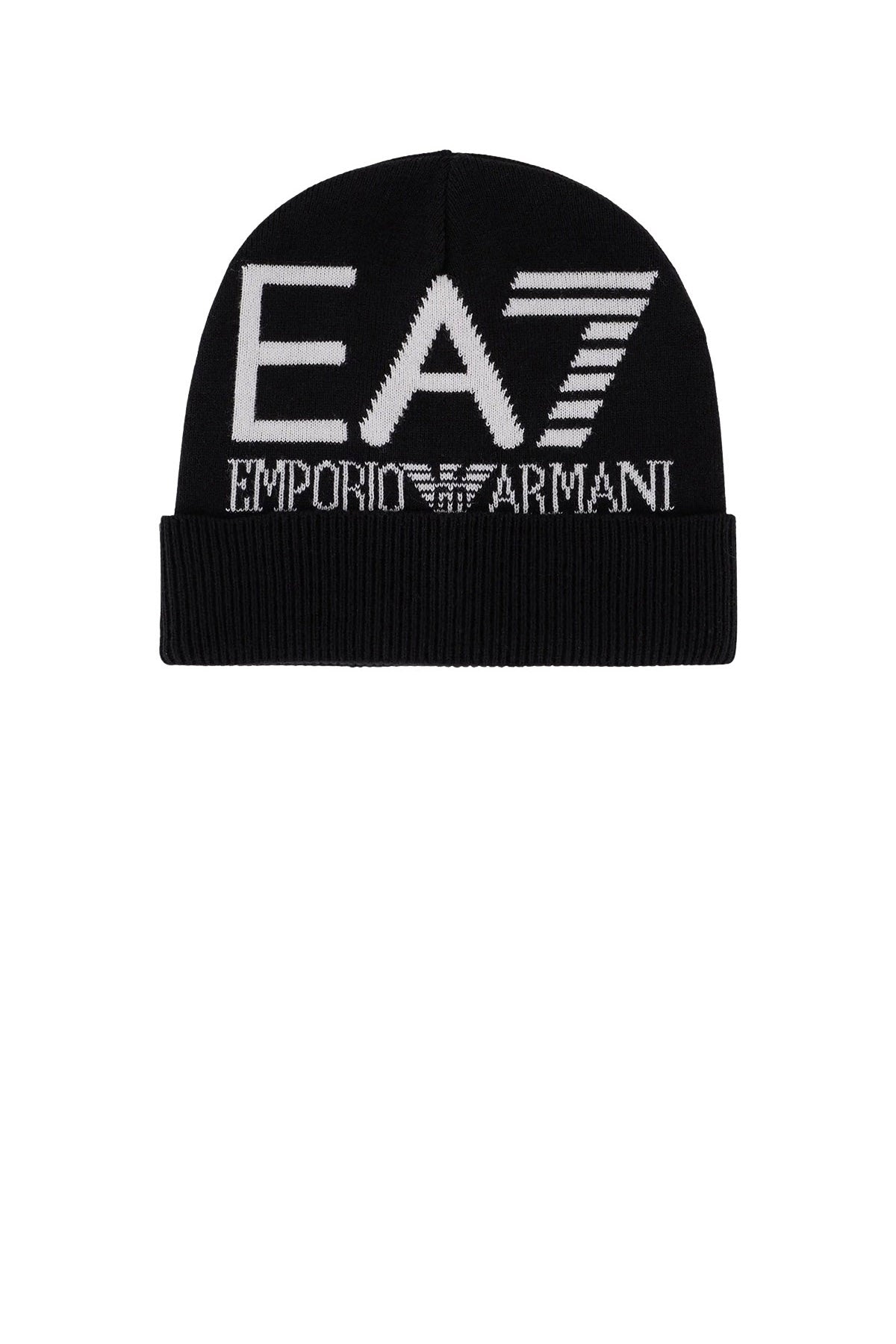 EA7 Berretto Uomo Logo Frontale Nero Nero
