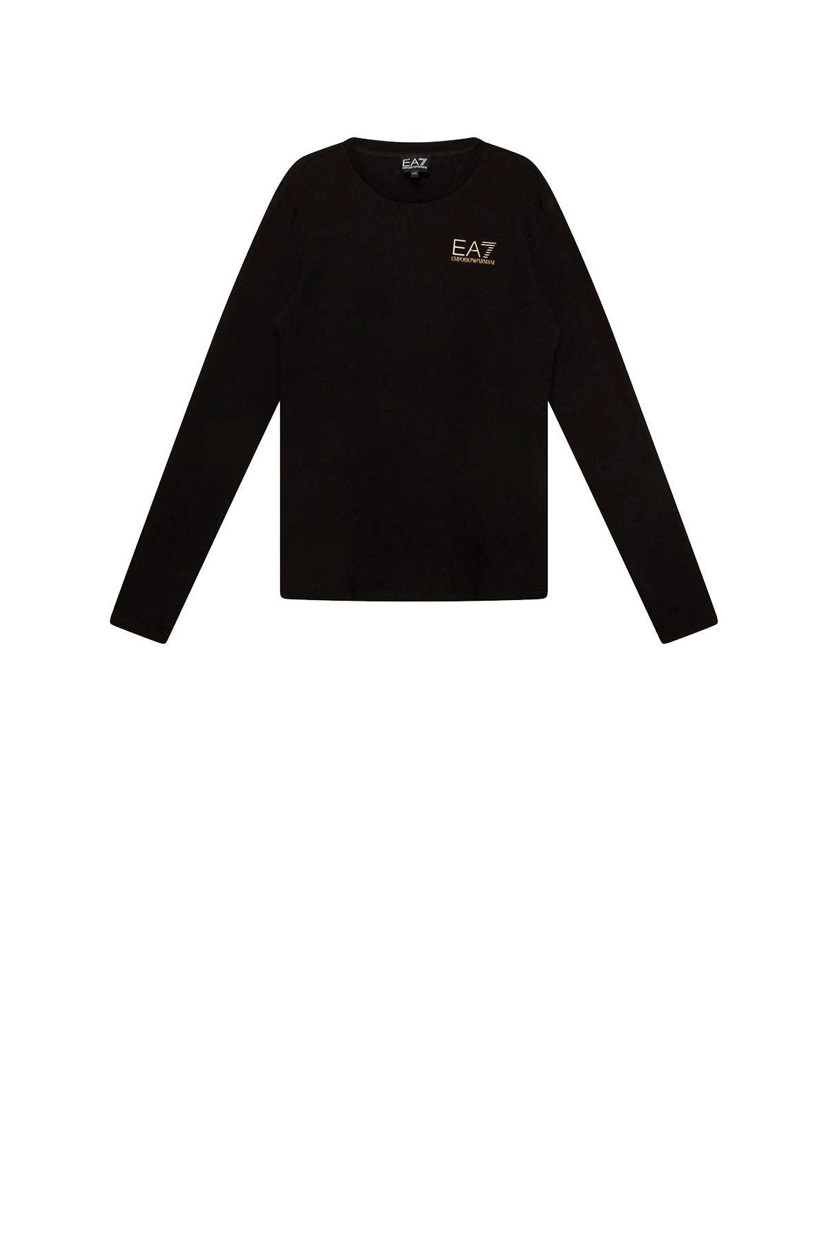 EA7 T-Shirt Bambino Logo Frontale Sul Petto Nero Oro Nero/oro