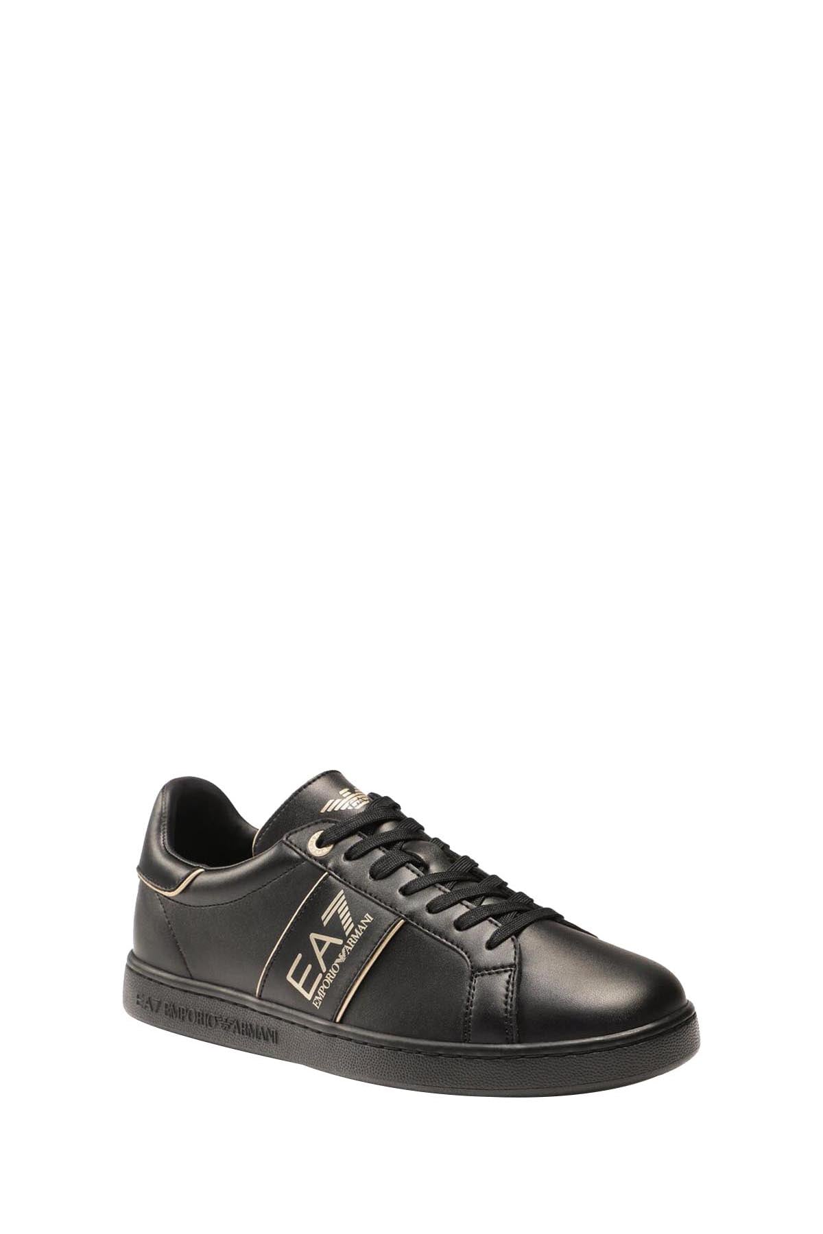EA7 Sneakers Logo Laterale A Contrasto Uomo Nero Oro Nero/oro