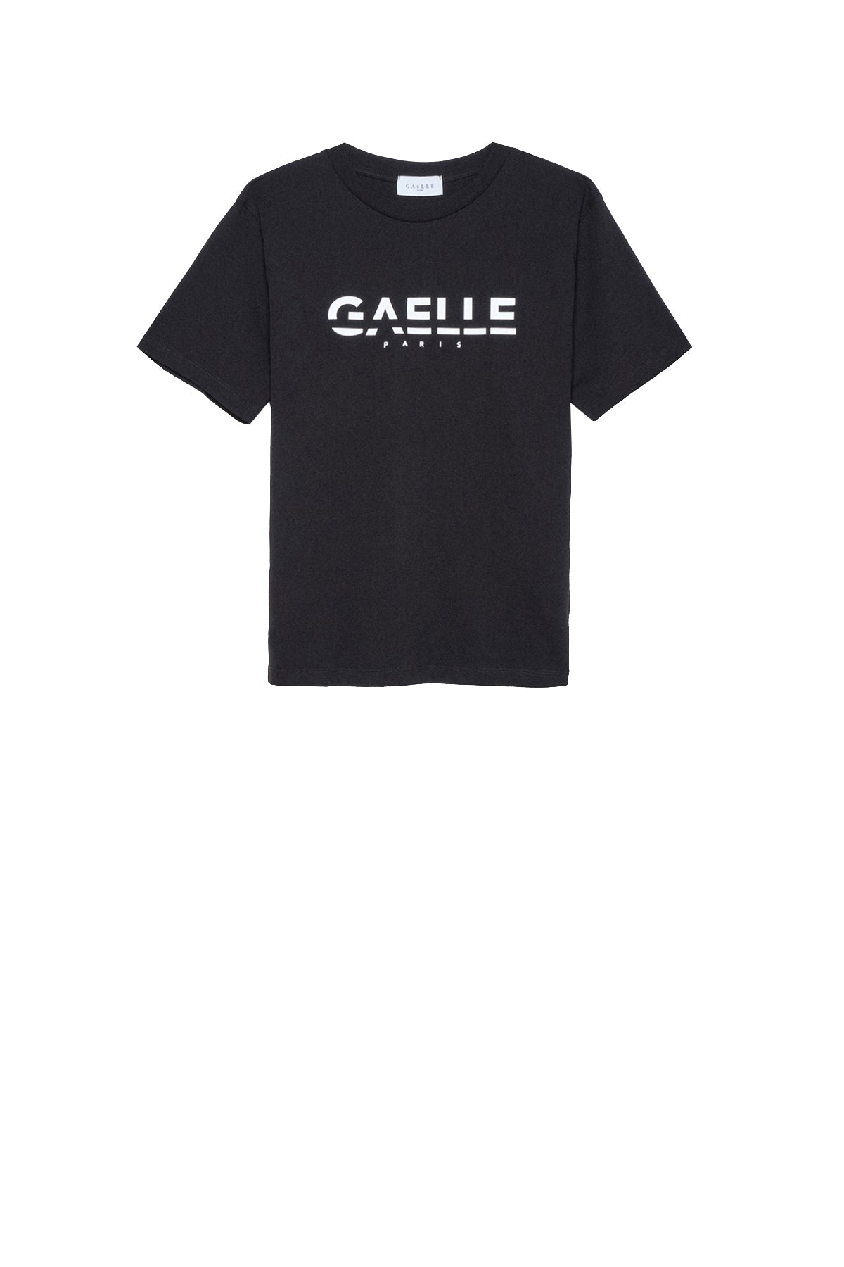 GAELLE PARIS T-Shirt Donna Logo Frontale A Contrasto Nero Nero