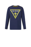 GUESS 1 USCITA T-Shirt Bambino Stampa Logo Frontale Navy Blu