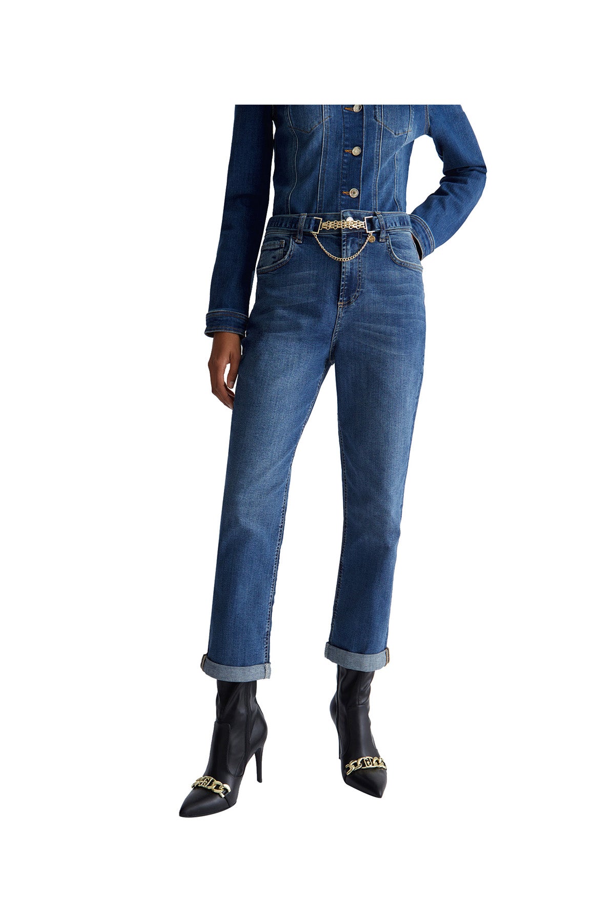 LIUJO DENIM Jeans Straight Con Risvolto Donna Denim BLUE