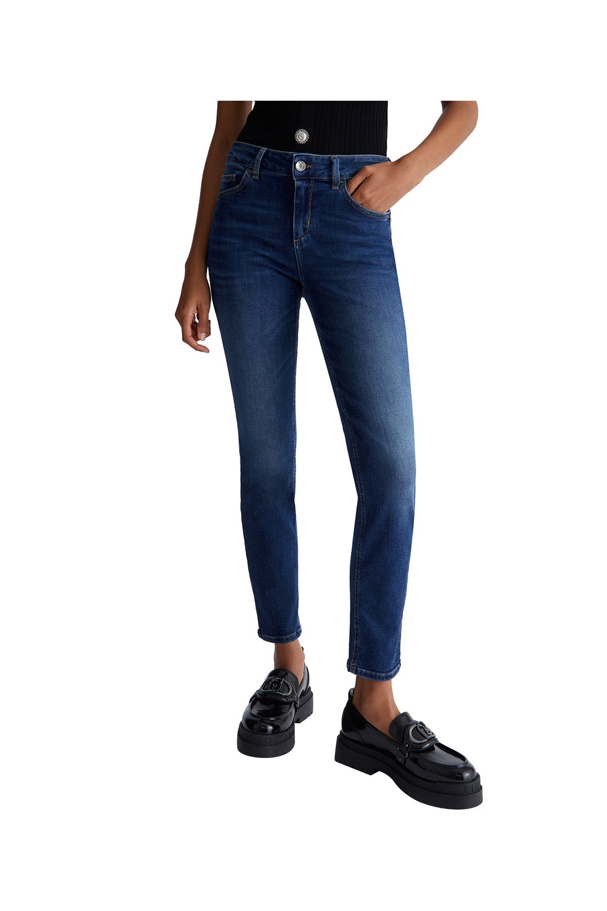 LIUJO DENIM Jeans Skinny Logo Sul Retro Donna Denim DENIM